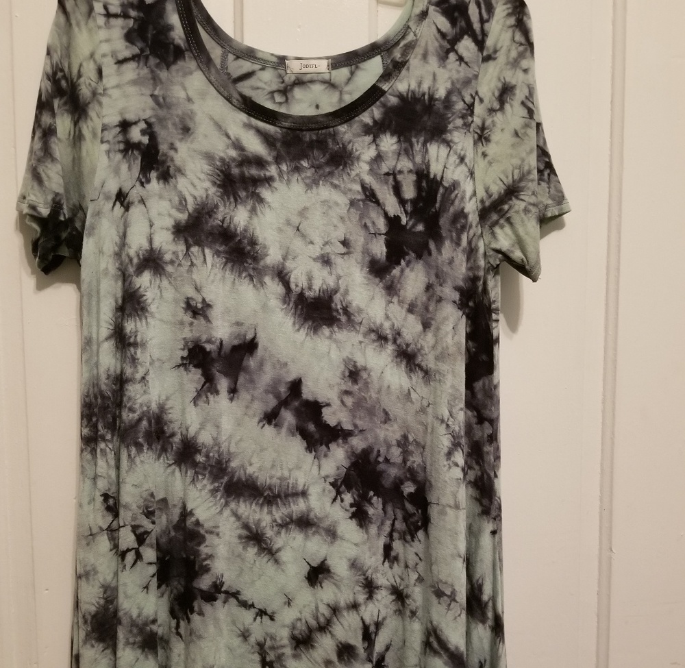 Blue and black tie-dye dress